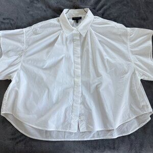 Rag & Bone White Button Down Short Sleeve Shirt - White - Large